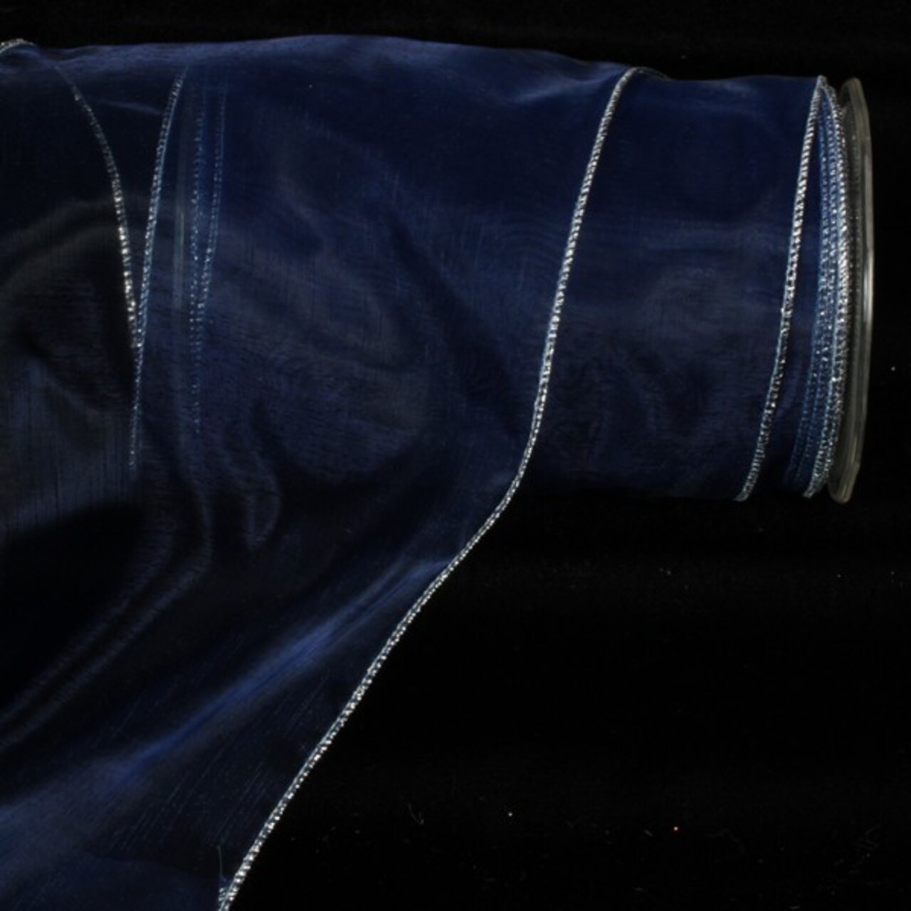 The Ribbon People Sheer Royal Blue and Silver Edge Wired Craft Ribbon 6" x 27 Yards